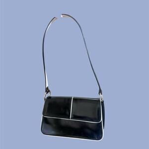 Black patent leather shoulder bag